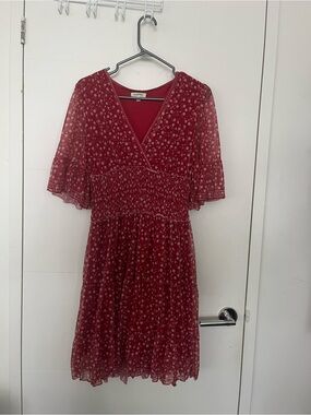 Max Studio Cute Red Floral Midi Dress